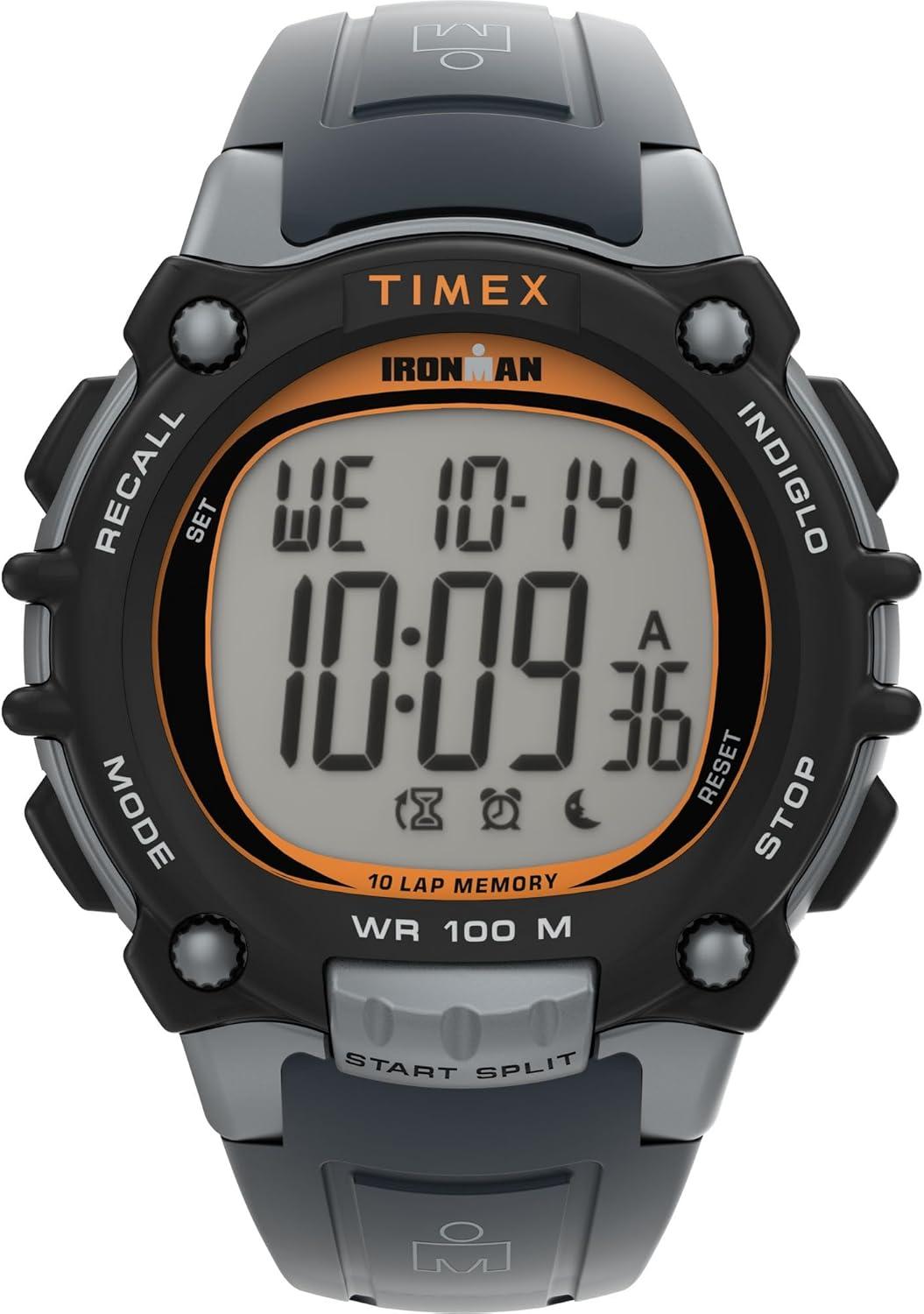 Timex Men's Ironman Triathlon Classic 10 44mm Watch - Gray Strap Digital Dial Gray Case