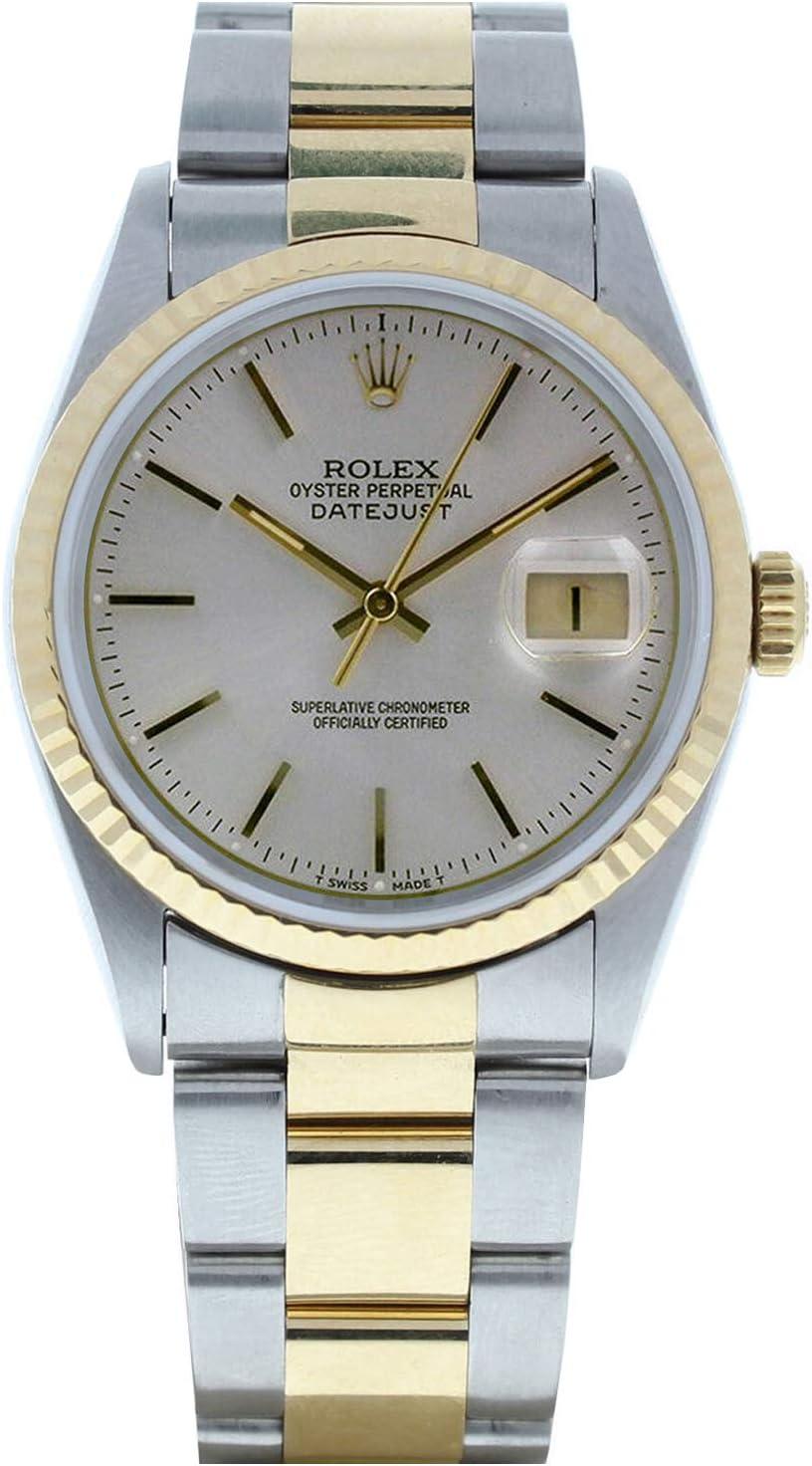 Rolex Men's Datejust Model 16233 Steel & 18k Gold Oyster Band Silver Dial