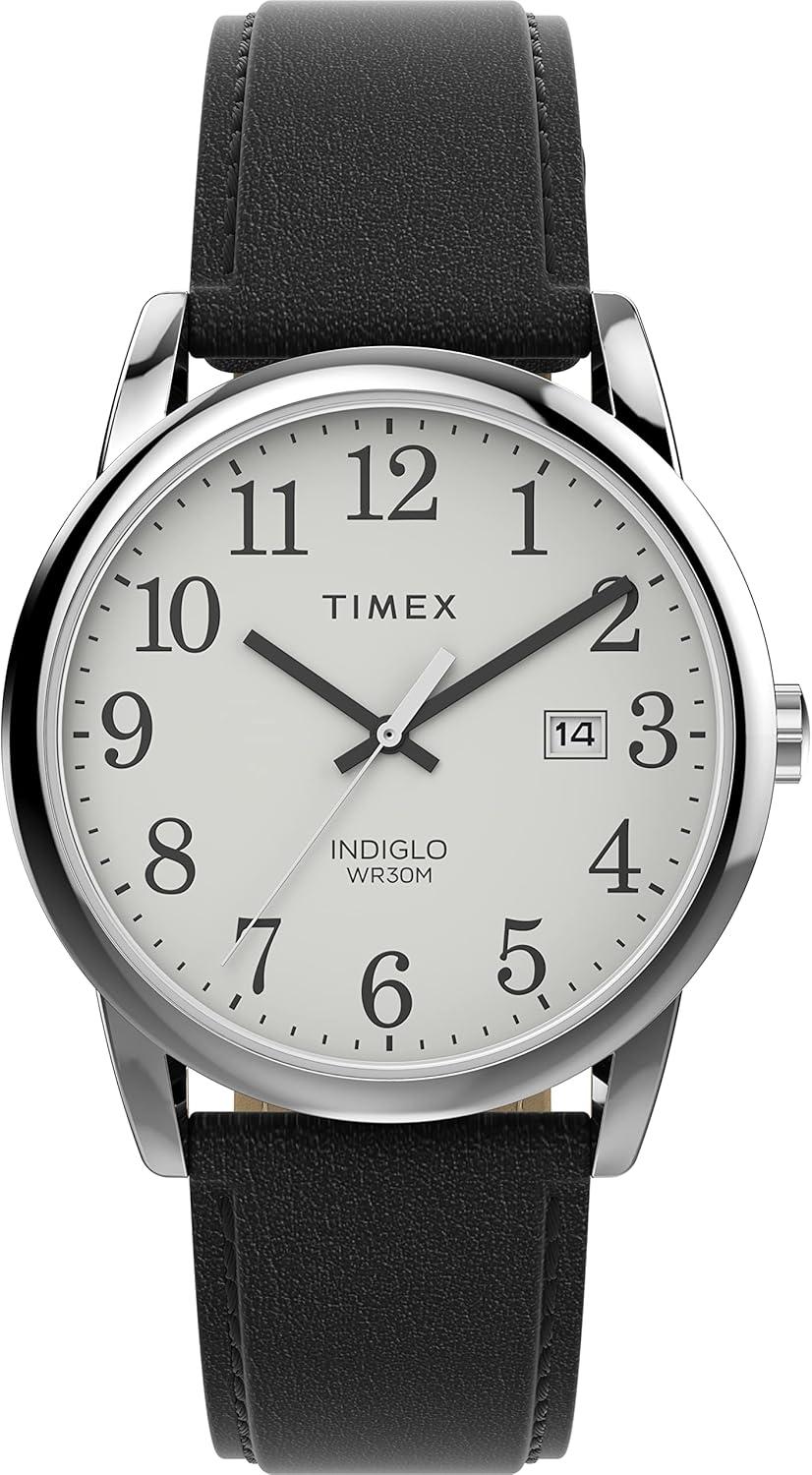 Timex Men's Easy Reader 38mm Watch - Black Strap White Dial Silver-Tone Case