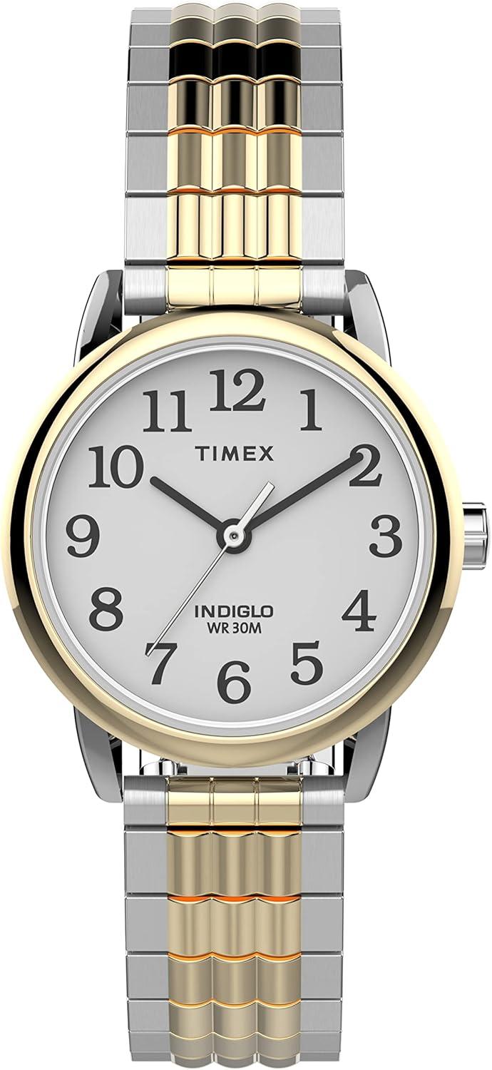 Timex Women's Easy Reader 25mm Perfect Fit Watch – Two-Tone Case White Dial with Two-Tone Expansion Band