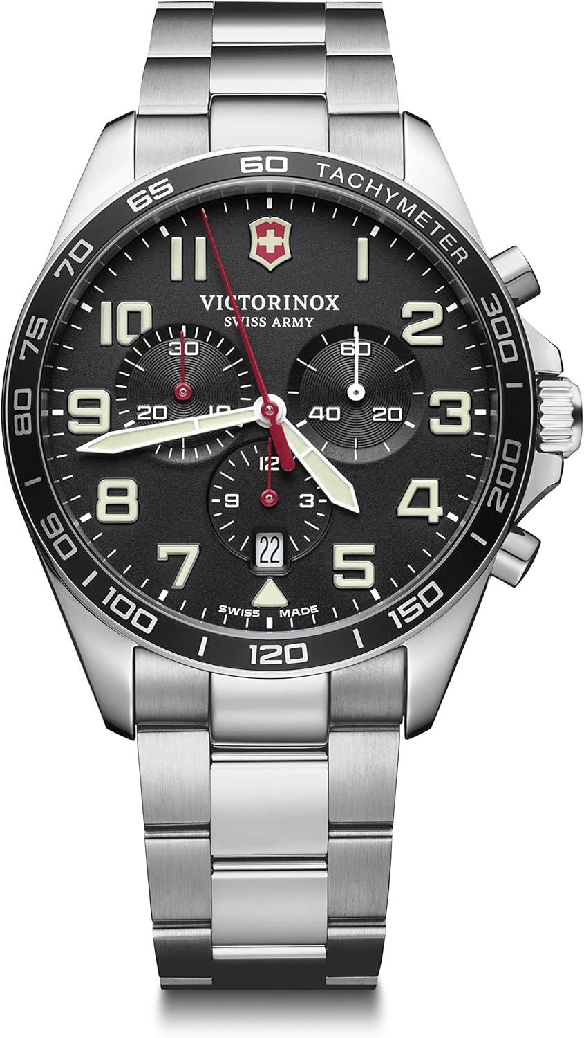 Victorinox Fieldforce Chrono Black Dial Stainless Steel Bracelet Watch 42mm