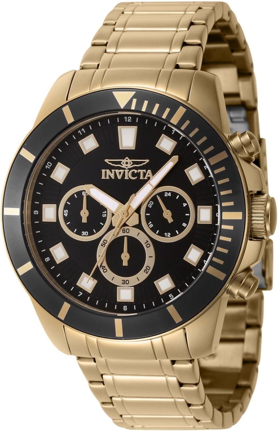Invicta Pro Diver Chronograph GMT Quartz Black Dial Men's Watch 46042 - Gold