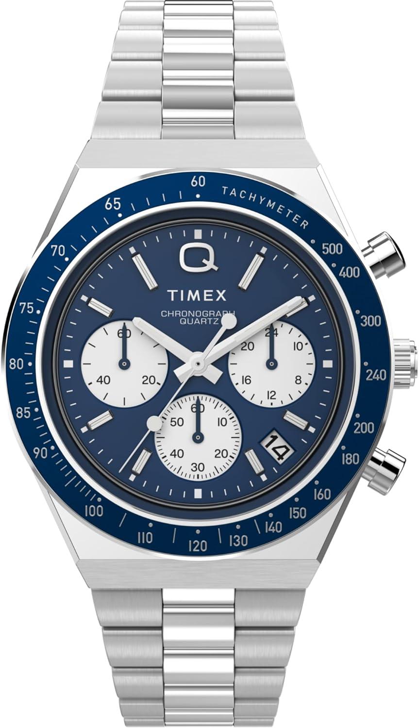 Timex Men's Q 40mm Watch - Stainless Steel Bracelet Blue Dial