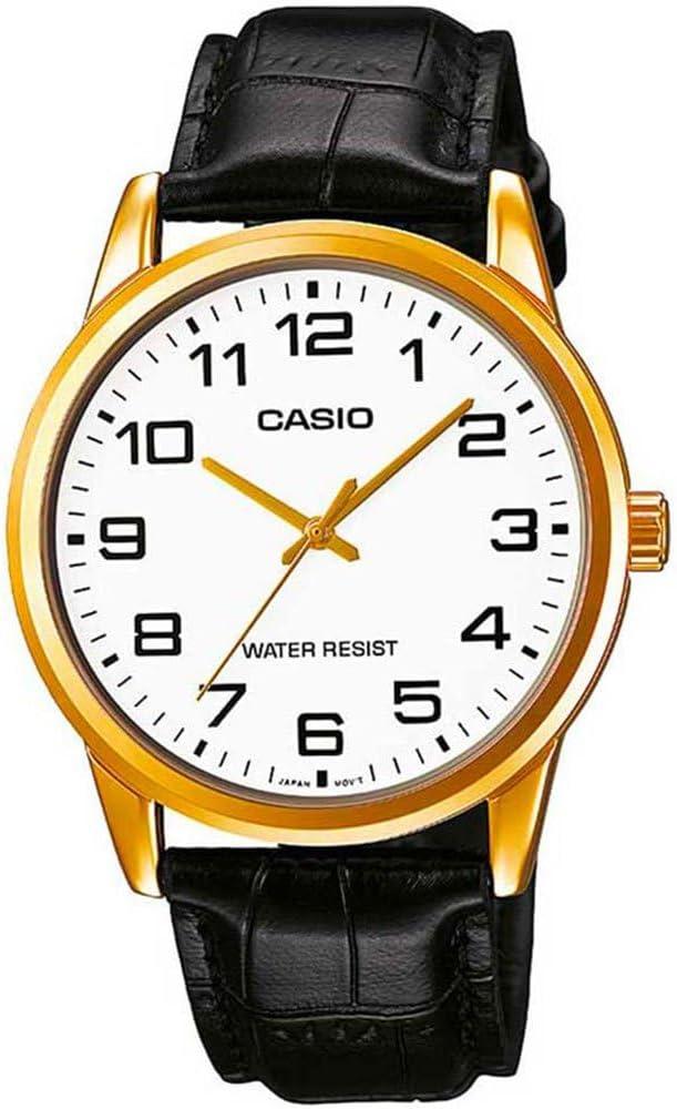 Casio Men's MTPV001GL-7B Black Leather Quartz Watch