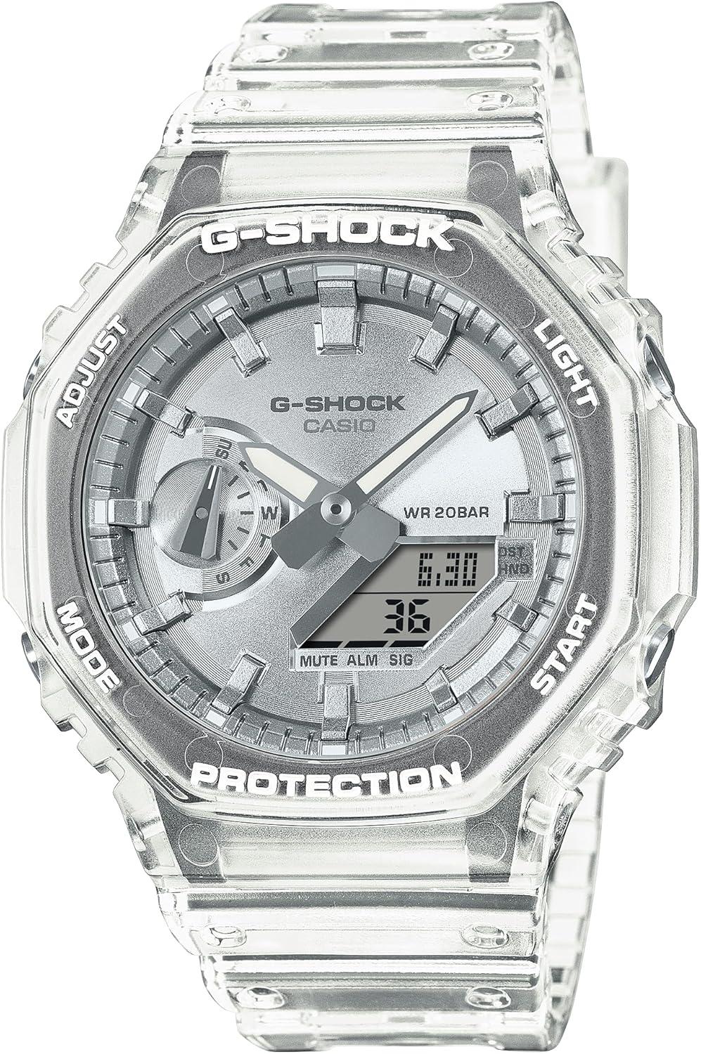 Casio G-Shock Octagonal Silver Dial Translucent Resin Watch GA2100BM-7A8