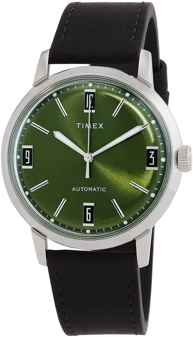 Timex 40 mm Marlin Automatic Leather Strap Watch Black One Size