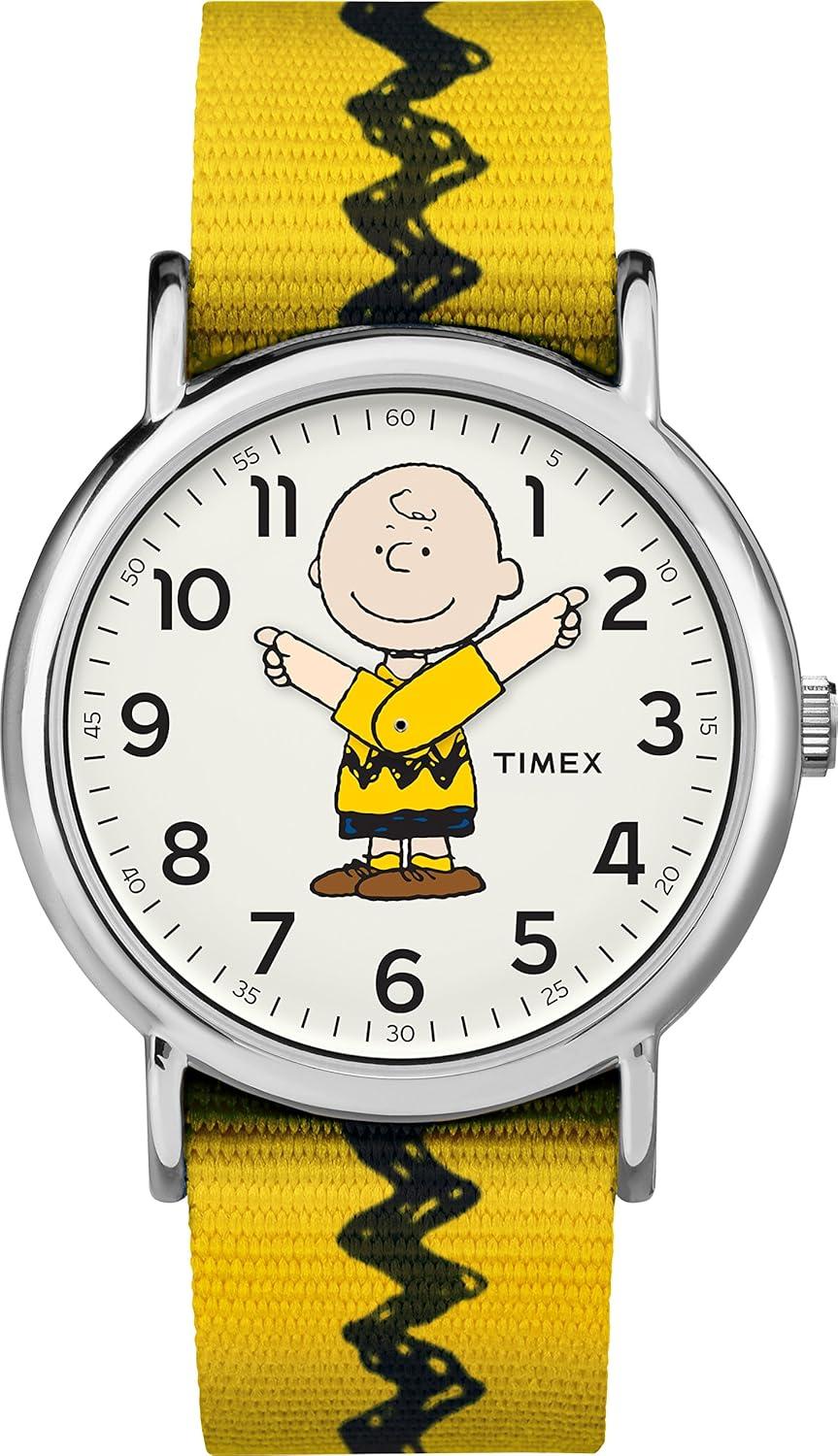 Timex Unisex Adult Analogue Classic Quartz Watch with Nylon Strap, Charlie Brown, TW2R41100