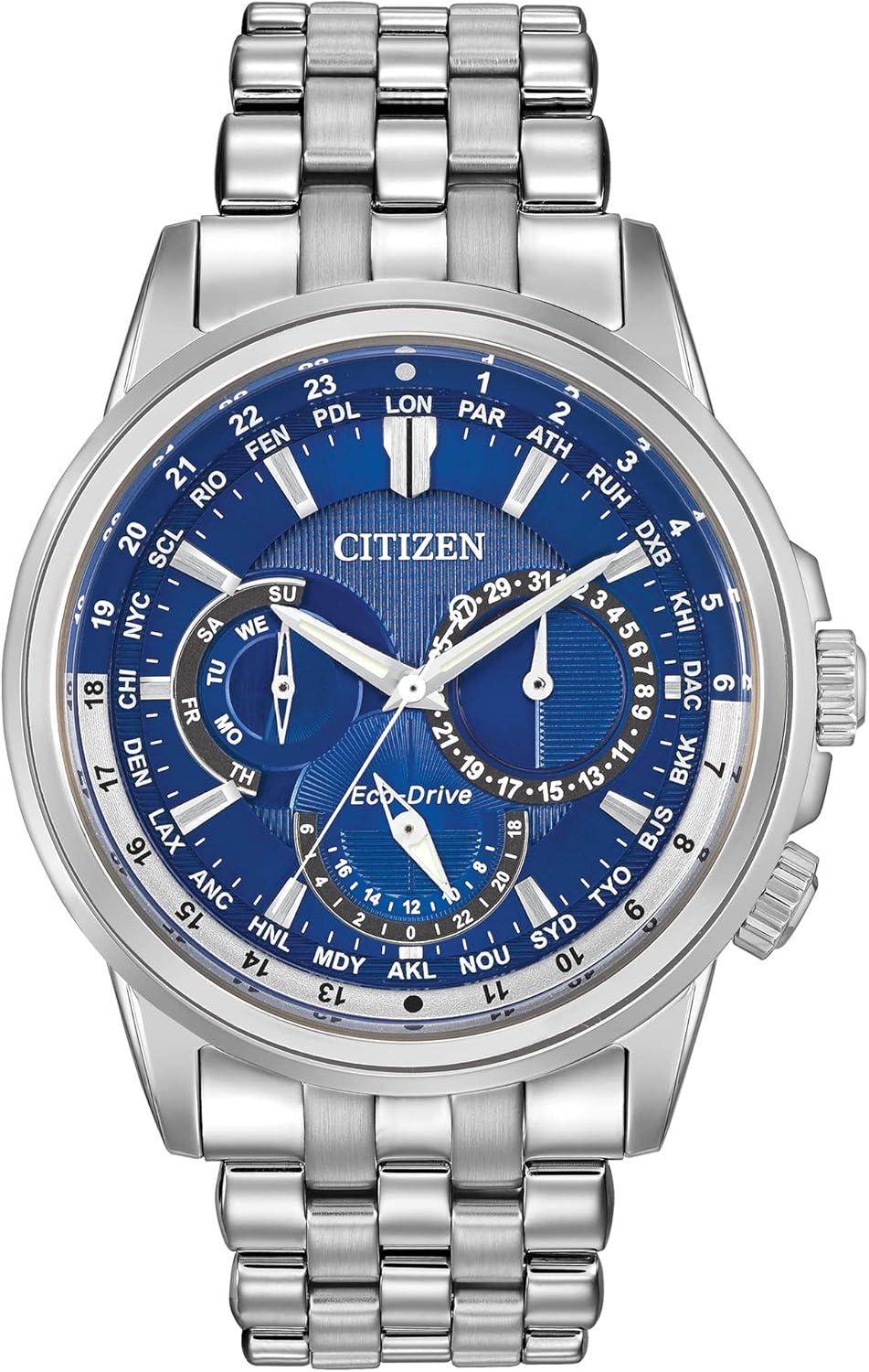 Citizen Eco-Drive Classic Steel Watch - 12/24H, Day/Date, 44mm Blue Dial