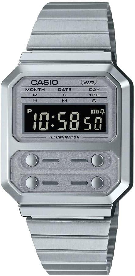 Casio A100WE-7B Men's Vintage Collection Silver Tone Digital Watch
