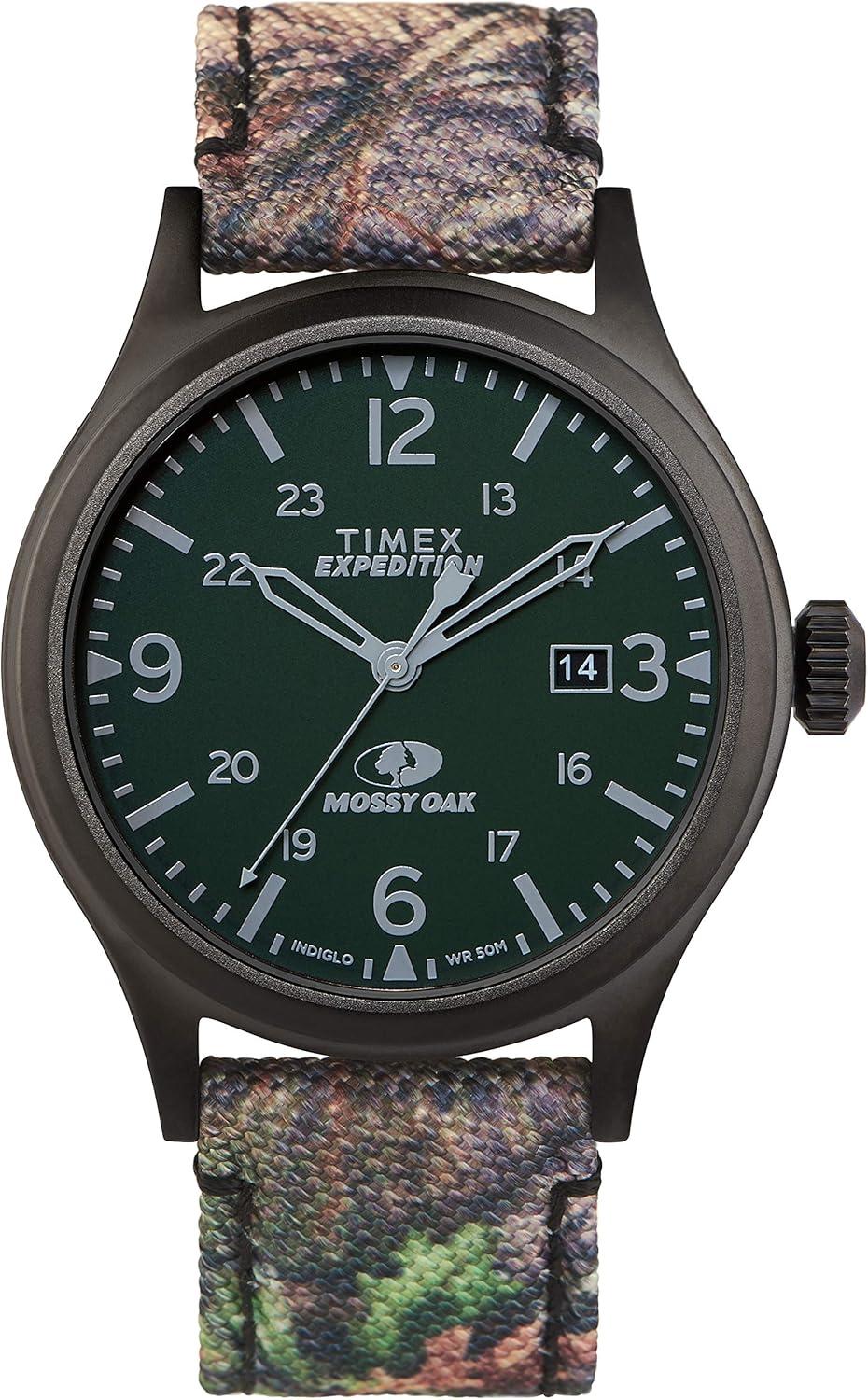 Timex x Mossy Oak TW2T94600 Expedition Scout 40mm Fabric & Leather Strap Watch
