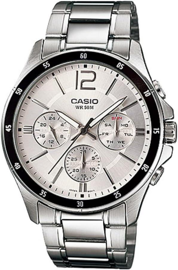 Casio #MTP1374D-7AV Men's Standard Metal Band Multi-Function Silver Dial Watch