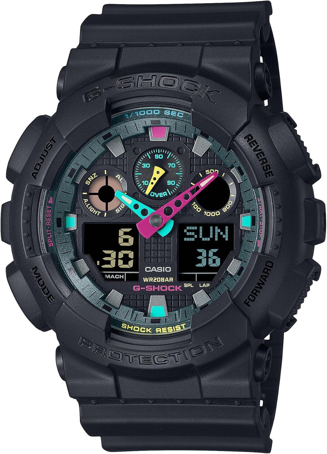 G-Shock Casio GA-100 Series Analog-Digital Multi-Color Black Resin Watch