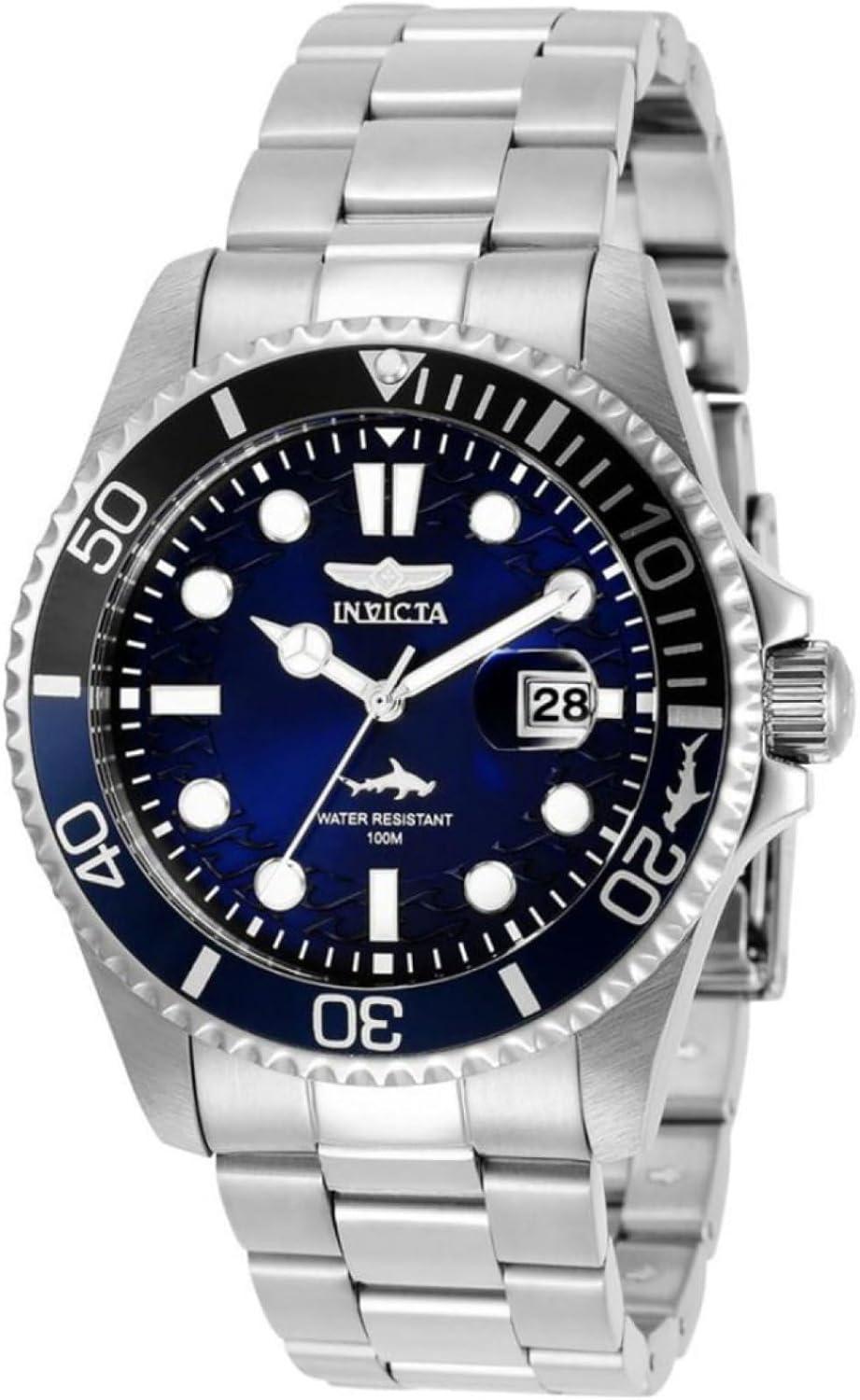 Invicta Pro Diver Stainless Steel Men's Quartz Watch - 43mm, Silver/Blue/Black