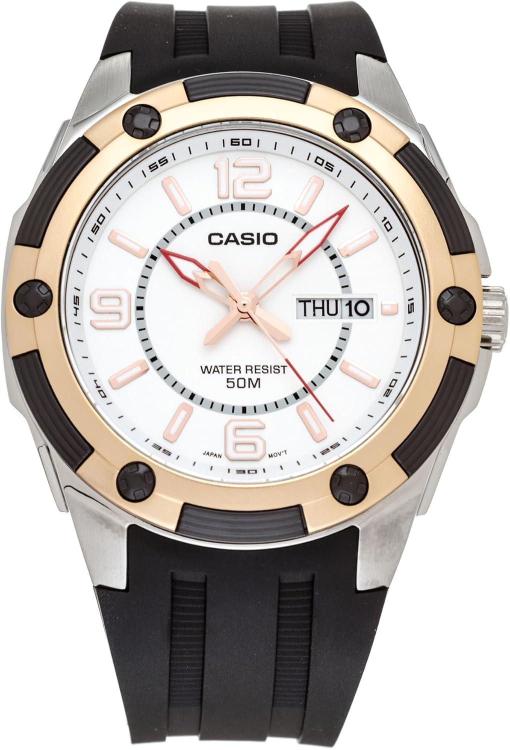 Casio Men's Core MTP1327-7A1V Black Resin Quartz Watch with White Dial