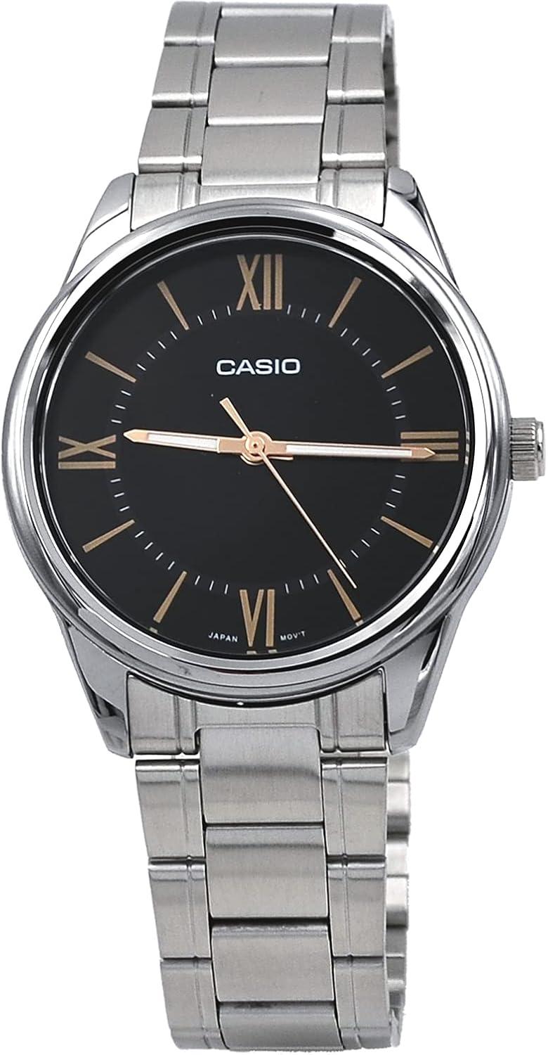 Casio MTP-V005D-1B5 Men's Standard Stainless Steel Roman Black Dial Analog Watch