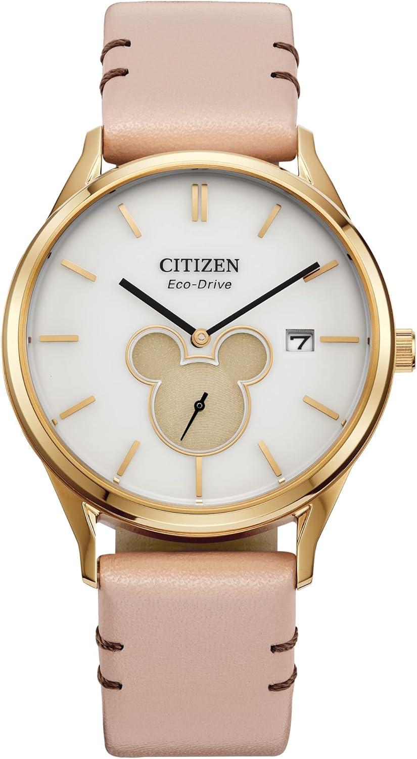 Citizen Eco-Drive Mickey Mouse Shadow Gold Tone Stainless Steel Watch