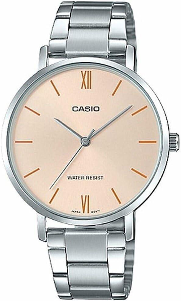 Casio LTP-VT01D-4B Women's Minimalistic Stainless Steel Peach Dial Analog Watch