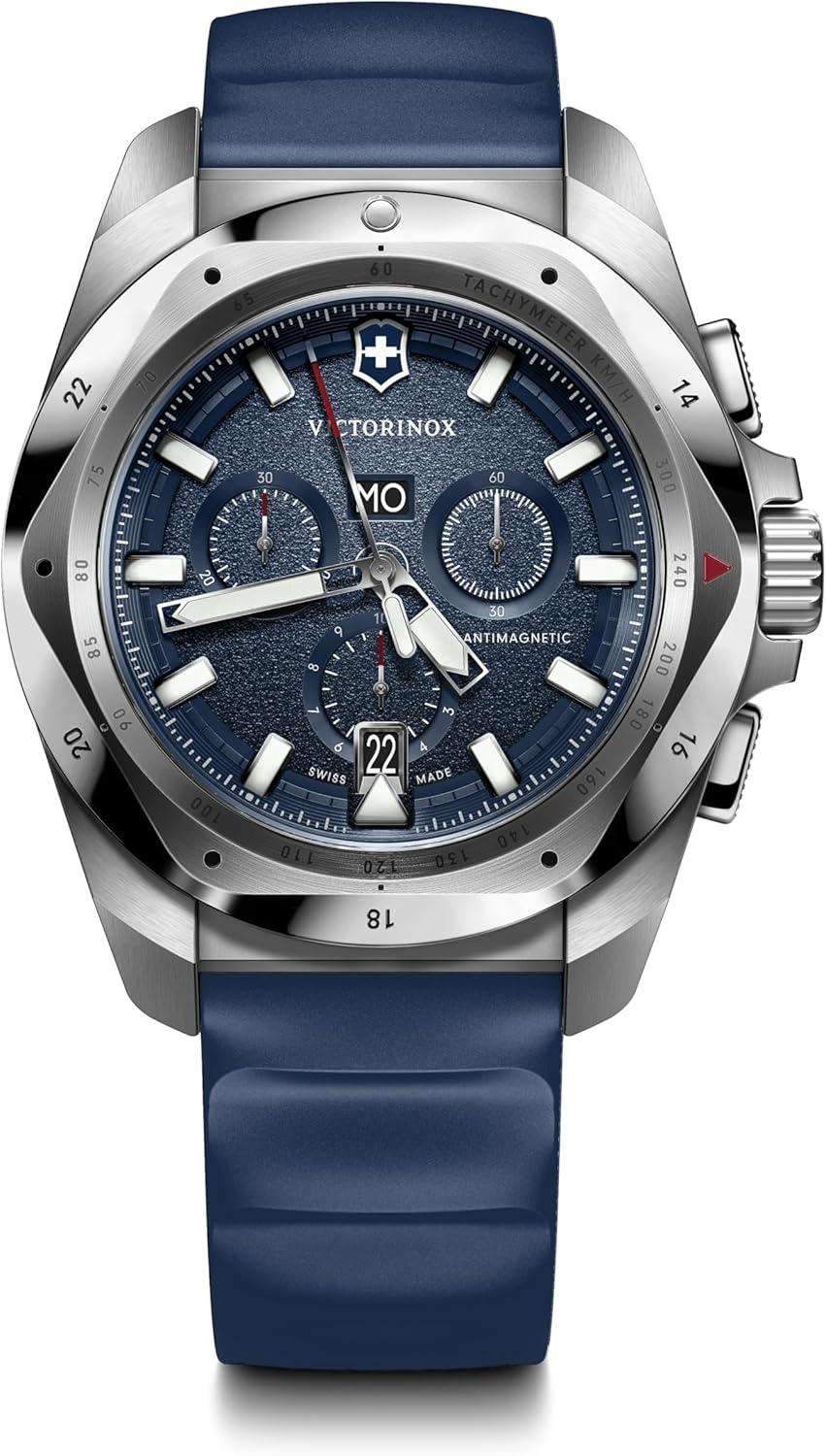 Victorinox I.N.O.X. Chrono Blue Dial Blue Rubber Strap Watch 43mm - 241984