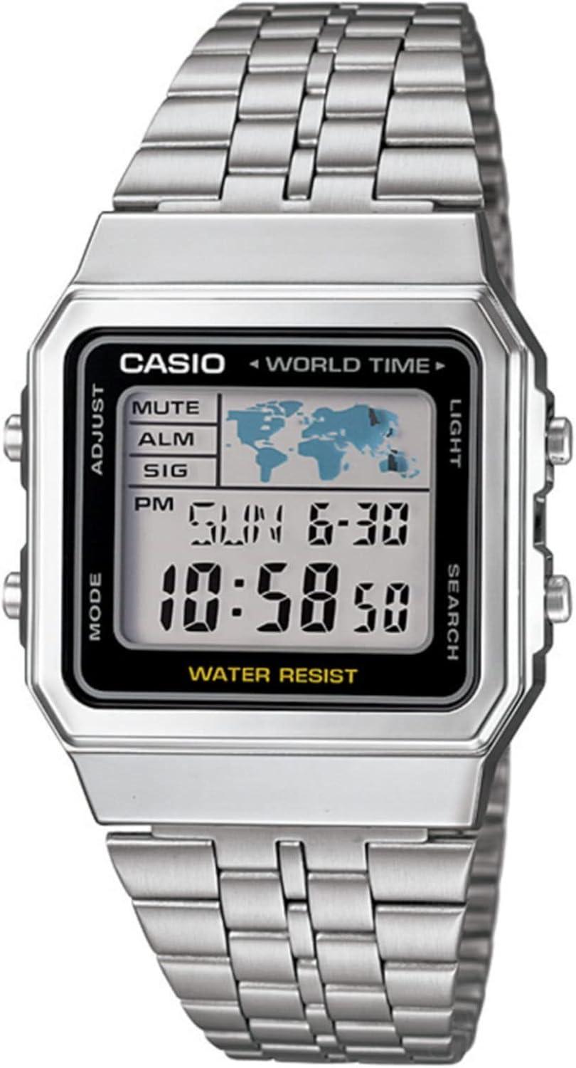 Casio Unisex Digital Watch with Stainless Steel Strap – A500WA-1D