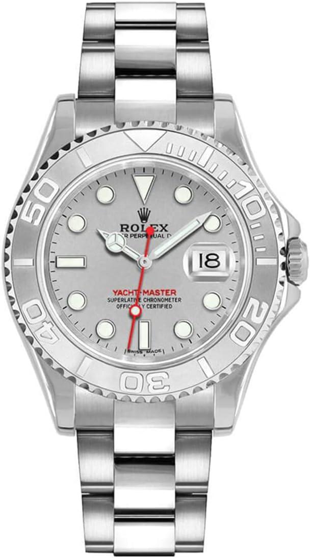 Rolex Men's Stainless Steel and Platinum Yachtmaster Silver Factory Dial