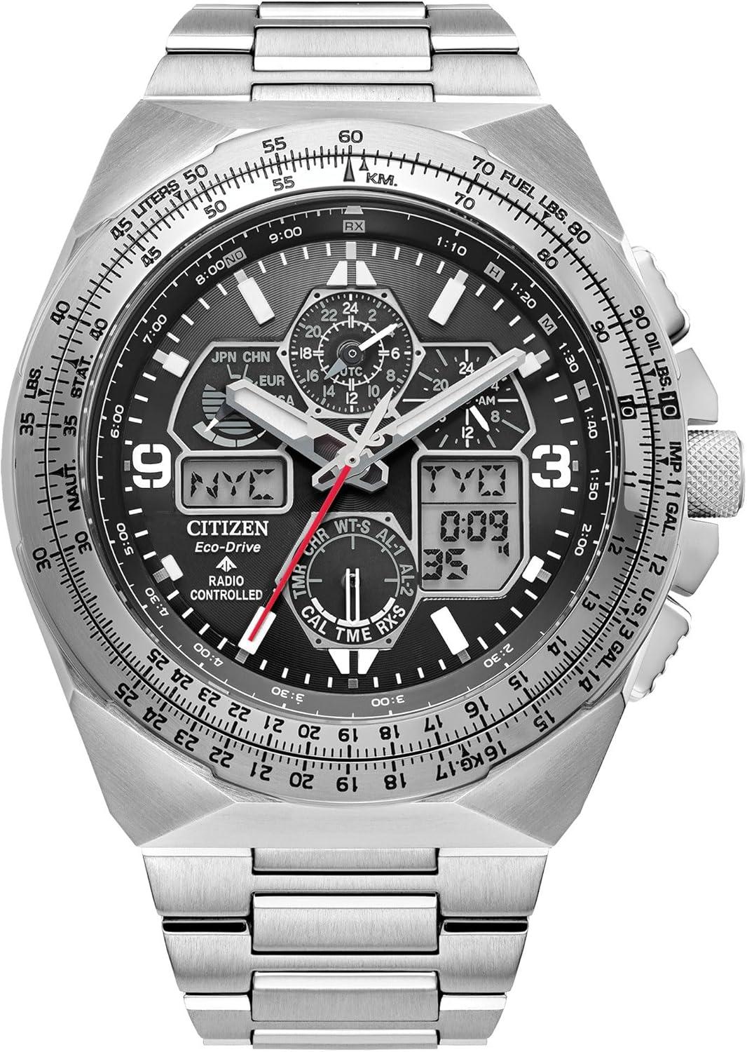 Citizen Eco Drive Promaster Skyhawk A-T Black Dial Stainless Steel Bracelet Watch 46mm - JY8120-58E