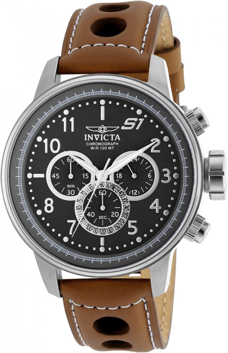 Invicta Men's S1 Rally 48mm Leather Quartz Chronograph Watch - Light Brown
