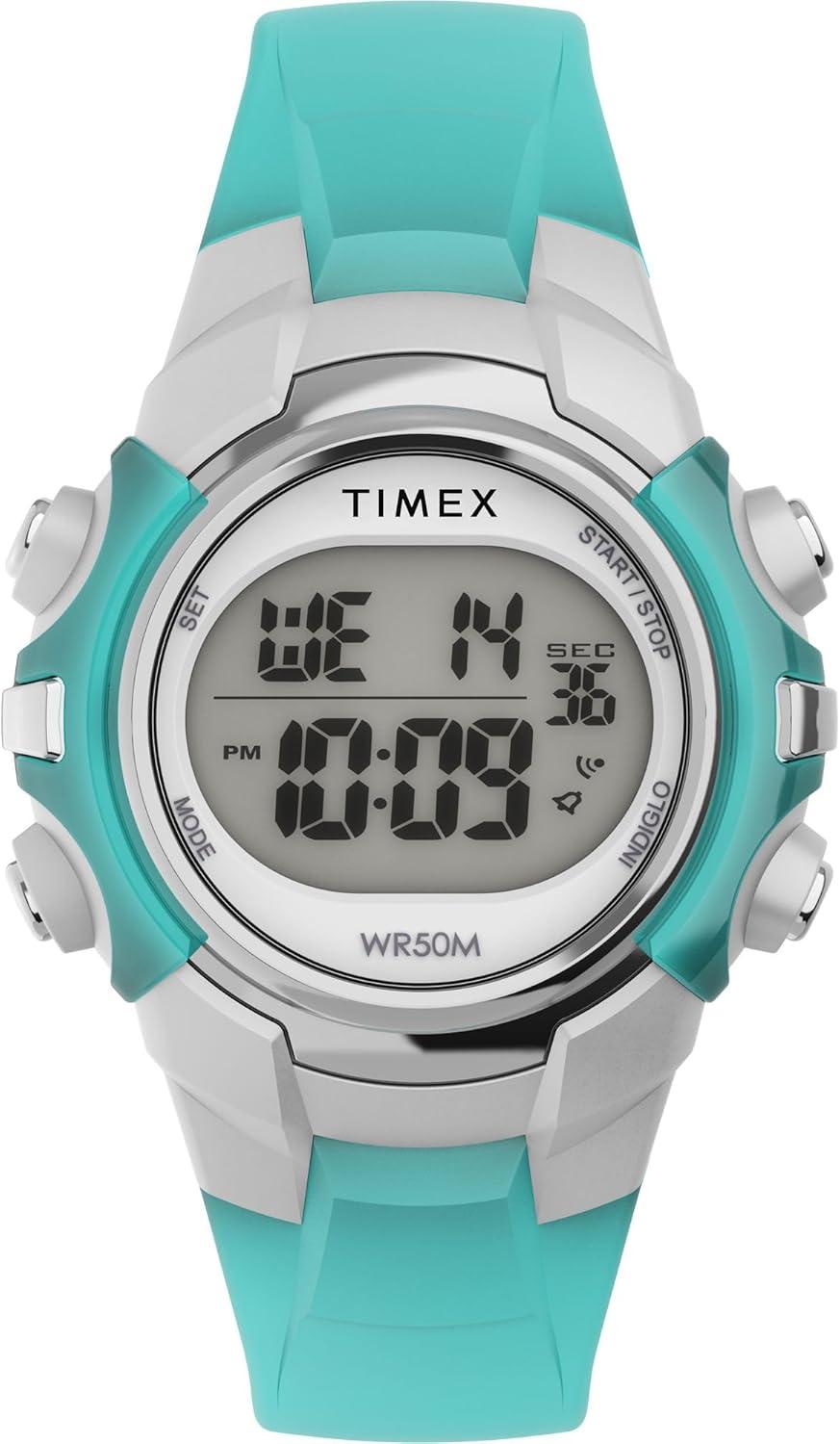 Timex Men's Digital 33mm Watch - Blue Strap Digital Dial Silver-Tone Case