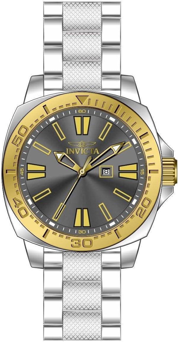 Invicta Speedway Men 46mm Stainless Steel Gold + Steel Charcoal Dial PC22 Quartz