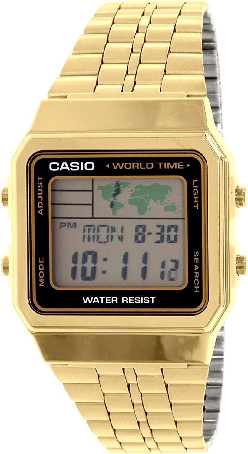 Casio A500WGA-1D Men's Vintage Collection Gold Tone Alarm Chronograph World Time Digital Watch