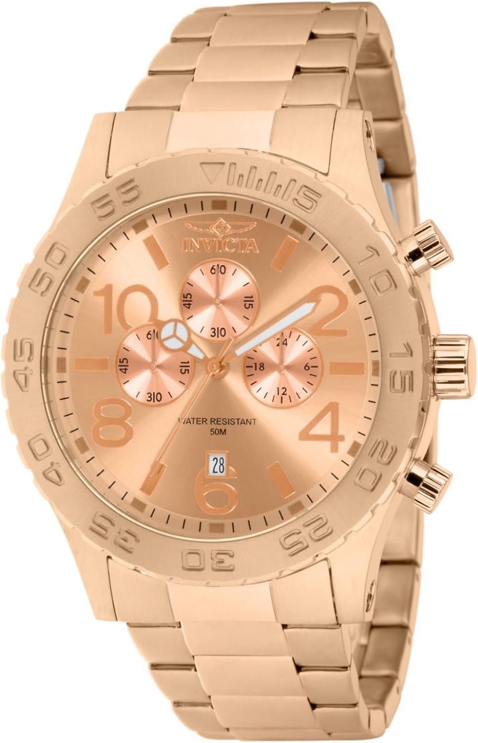Invicta Men's 1271 Specialty Chronograph Rose Dial 18k Rose Gold Ion-Plated Watch