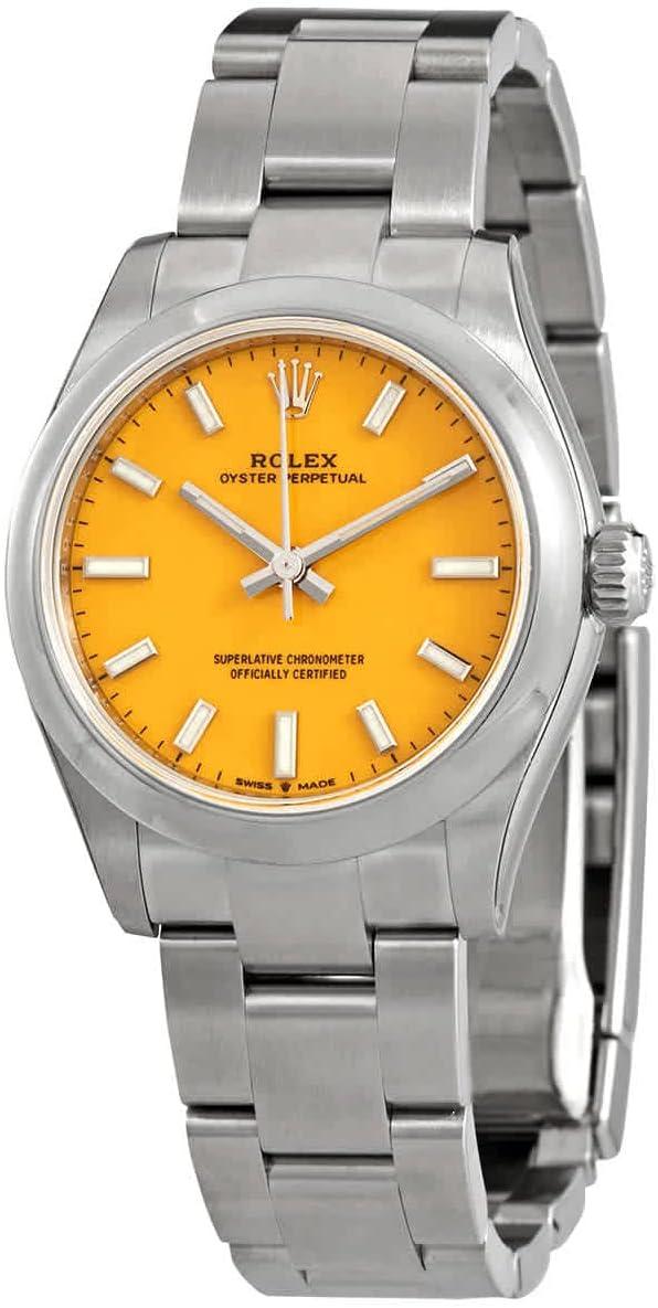Rolex Oyster Perpetual 31 Automatic Chronometer Yellow Dial Ladies Watch