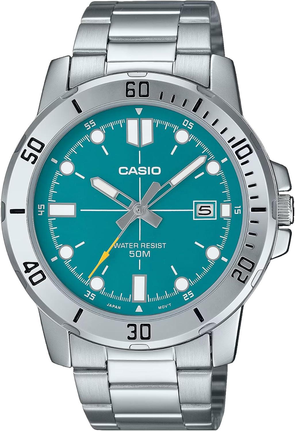 Casio MTP-VD01D-3E2V Men's Enticer Stainless Steel Jade Green Dial Casual Analog Sporty Watch
