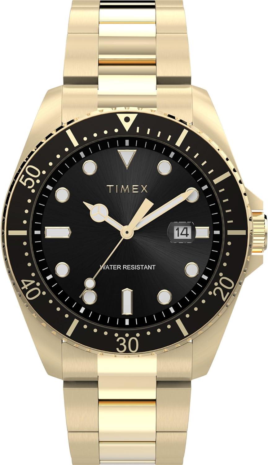 Timex Men's Dress 42mm Watch - Gold-Tone Bracelet Black Dial