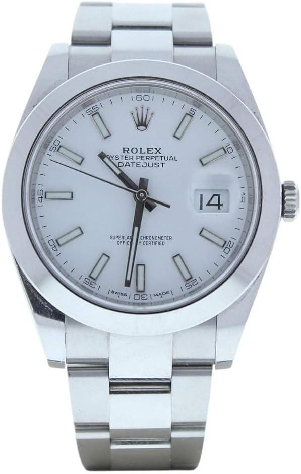 Rolex Men's 41mm Datejust Model 126300 Oyster Band White Index Dial & Smooth Bezel