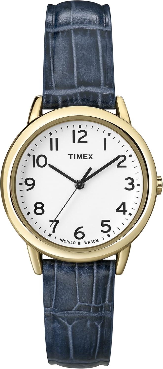 Timex Women’s T2N954 South Street Blue Croco Pattern Leather Strap Watch
