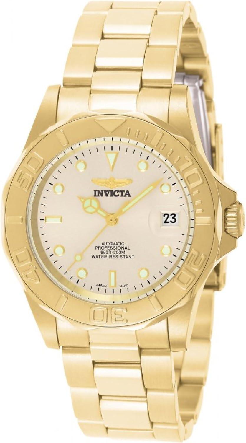 Invicta Men's Pro Diver Automatic Watch with Gold Tone Stainless Steel Band