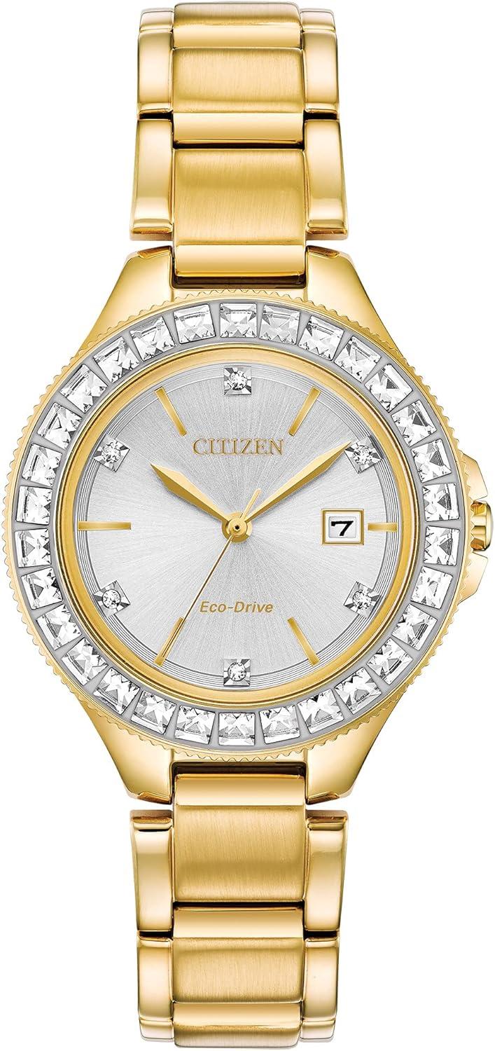 Citizen Women's Eco-Drive Dress Classic Crystal Watch in Gold-tone Stainless Steel