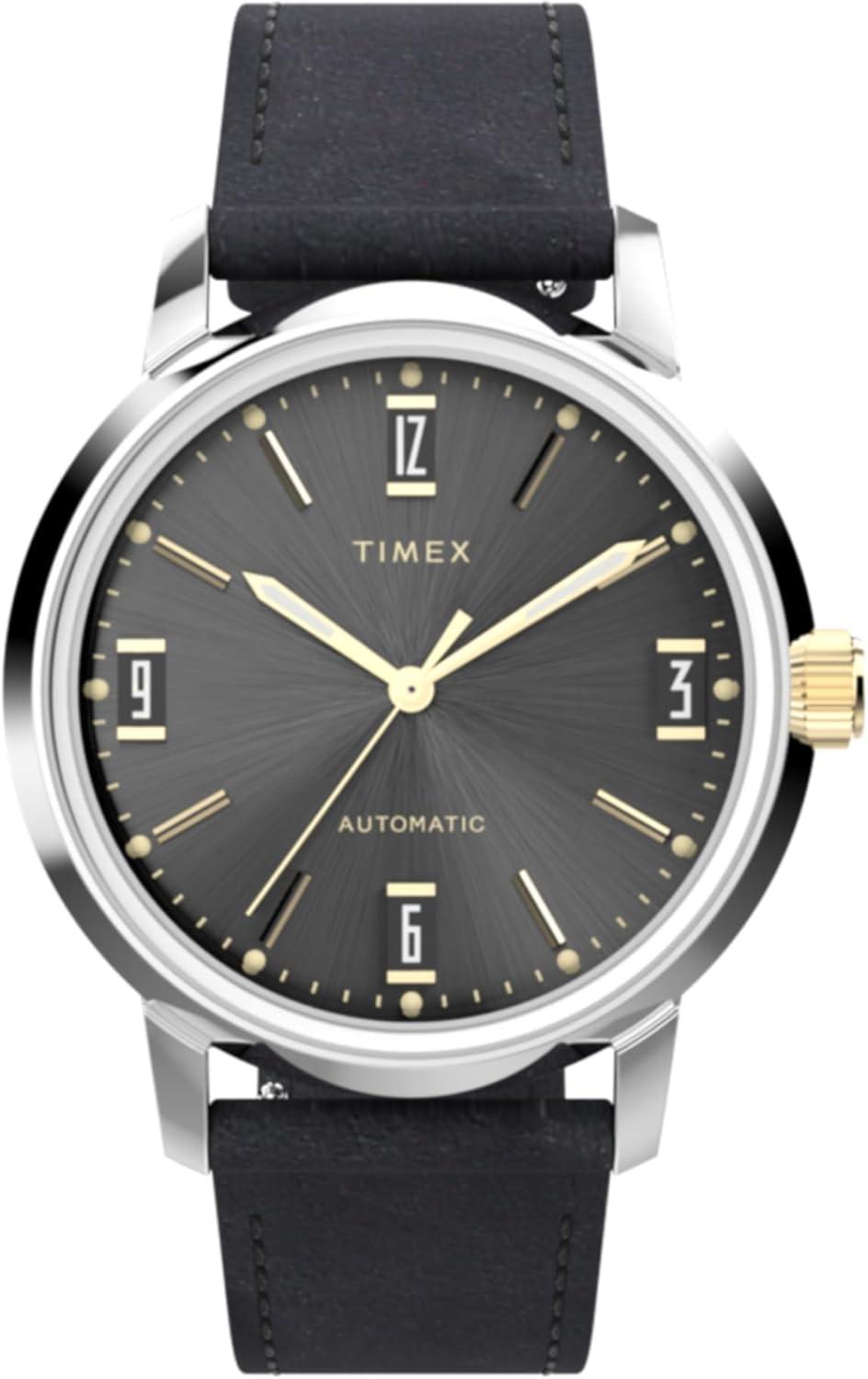 Timex Men's Marlin Automatic 40mm Watch - Black Strap Black Dial
