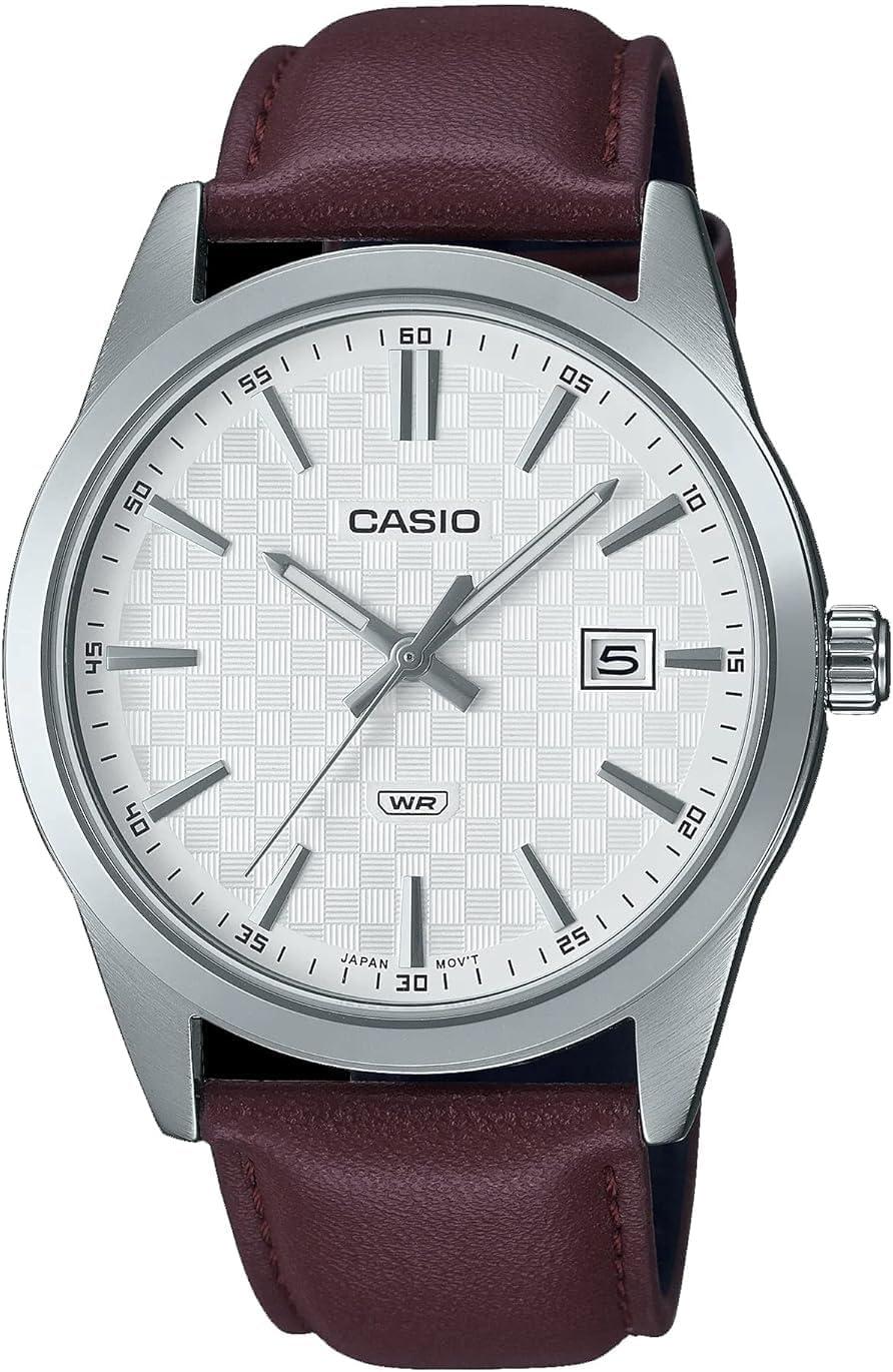 Casio MTP-VD03L-5A Men's Standard Brown Leather Band White Dial Watch