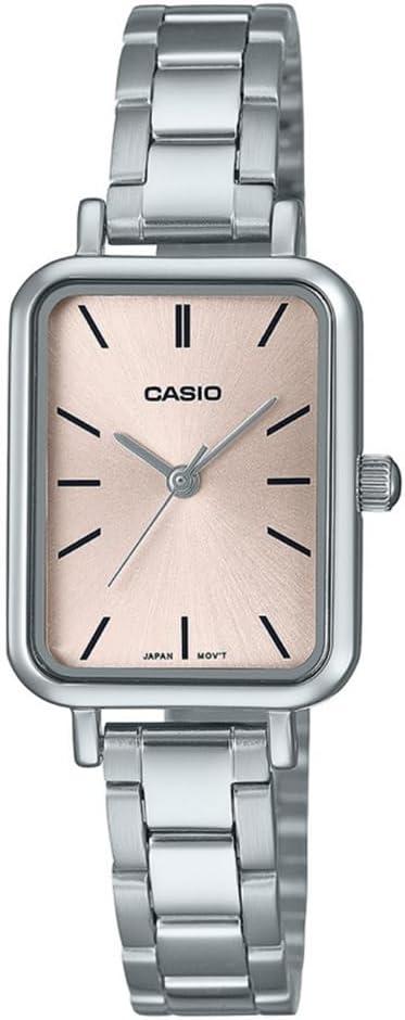 Casio LTP-V009D-4E Women's Rectangular Petite Stainless Steel Pink Dial Dress Watch