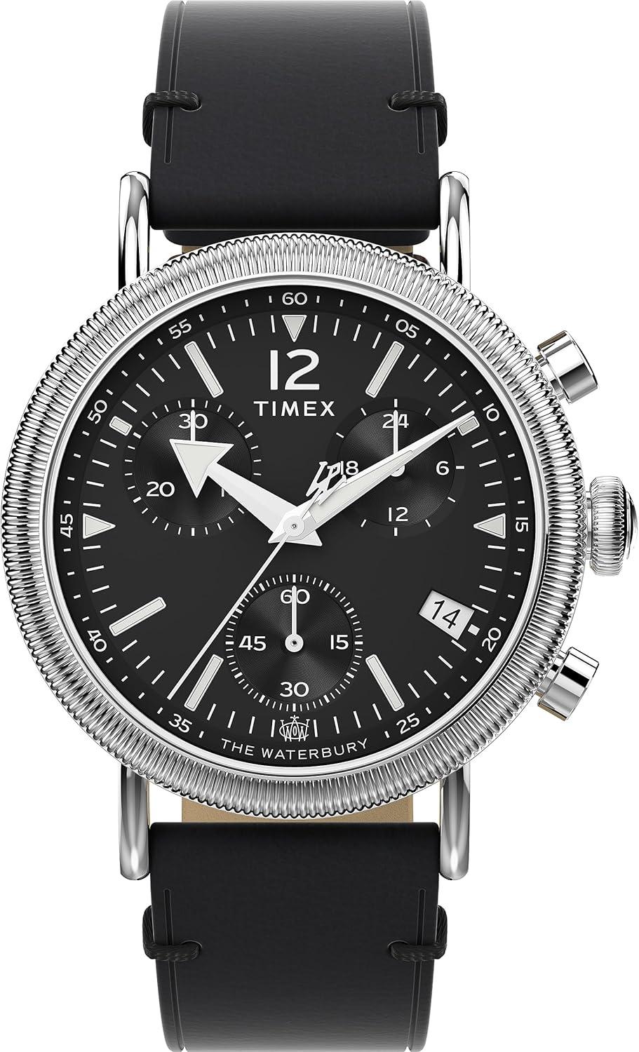 Timex Men's Waterbury Traditional 40mm Watch - Black Strap, Black Dial, Silver-Tone Case