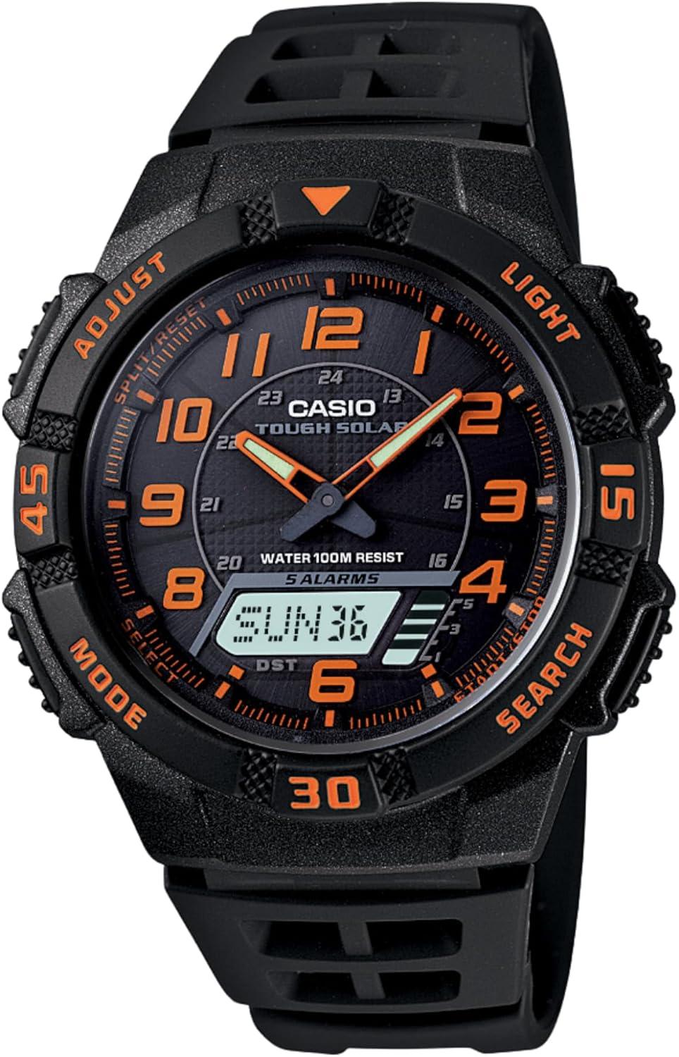 Casio AQS800W Series | Analog Digital Watch | Black/Orange | 100M WR