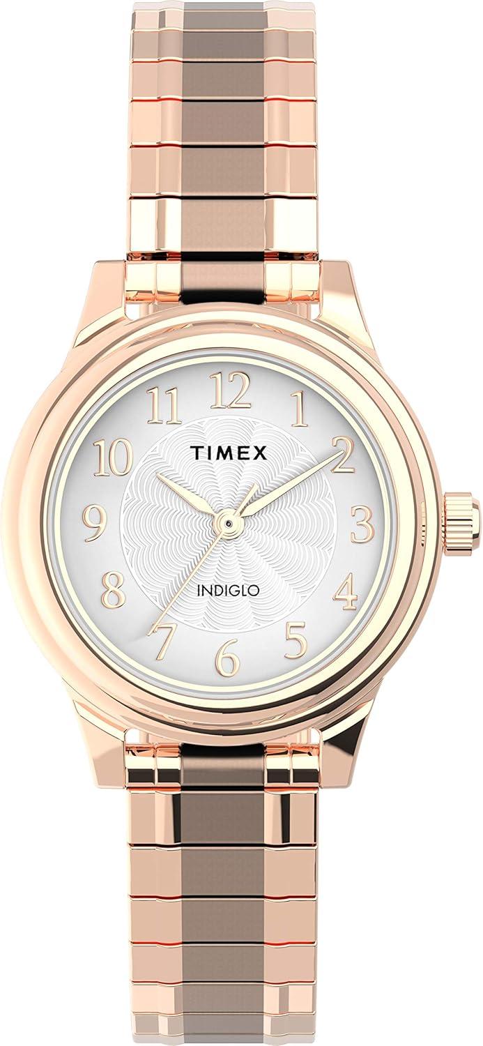 Timex Women's TW2U09100 Classic 28mm Rose Gold-Tone Stainless Steel Expansion Band Watch