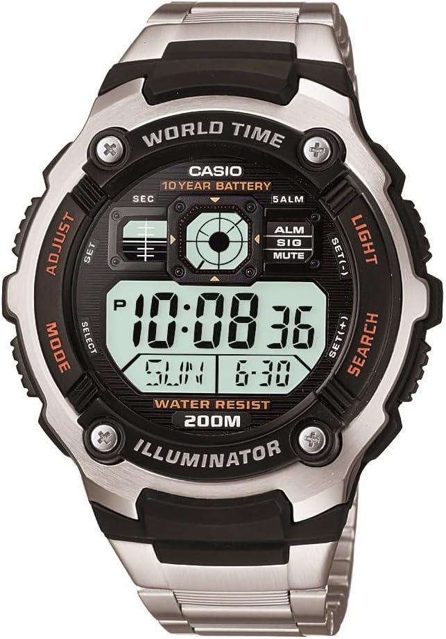 Casio Men's AE2000WD-1AV Silver-Tone Multi-Functional Digital Sport Watch