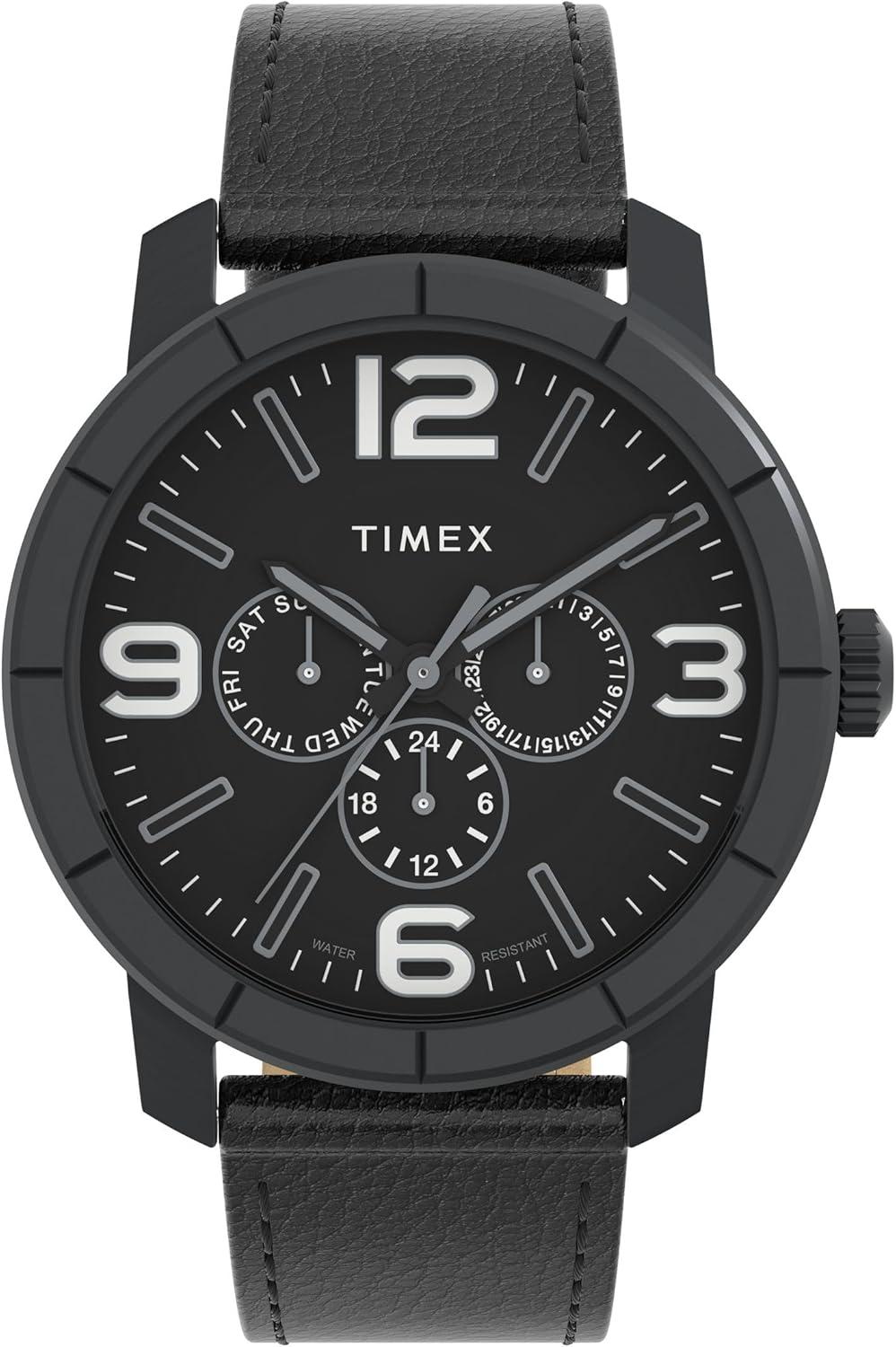 Timex Men's Mod 44mm Watch: Black Strap, Black Dial, Black Case