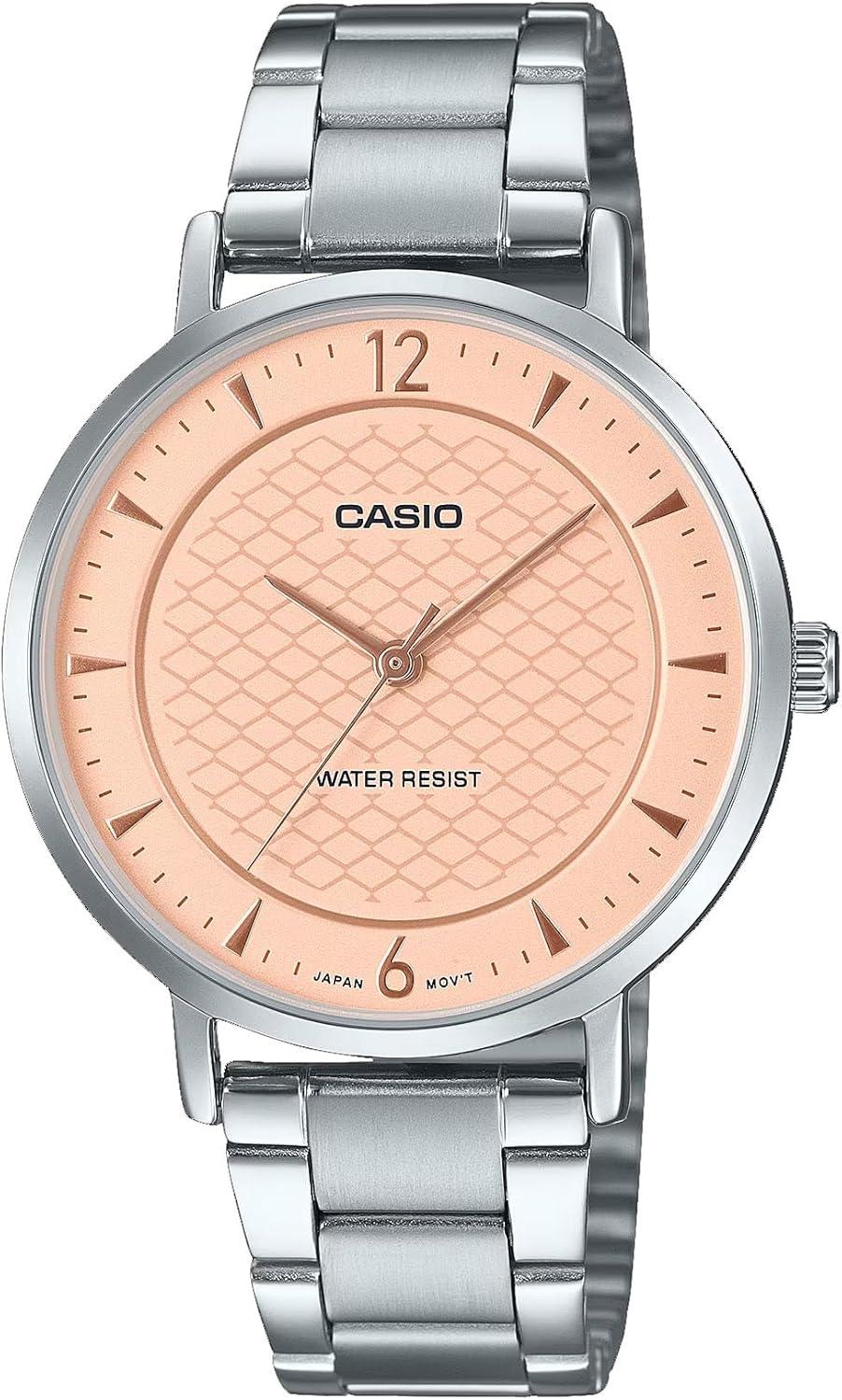 Casio LTP-VT04D-4A Women's Minimalistic Stainless Steel Peach Dial Watch