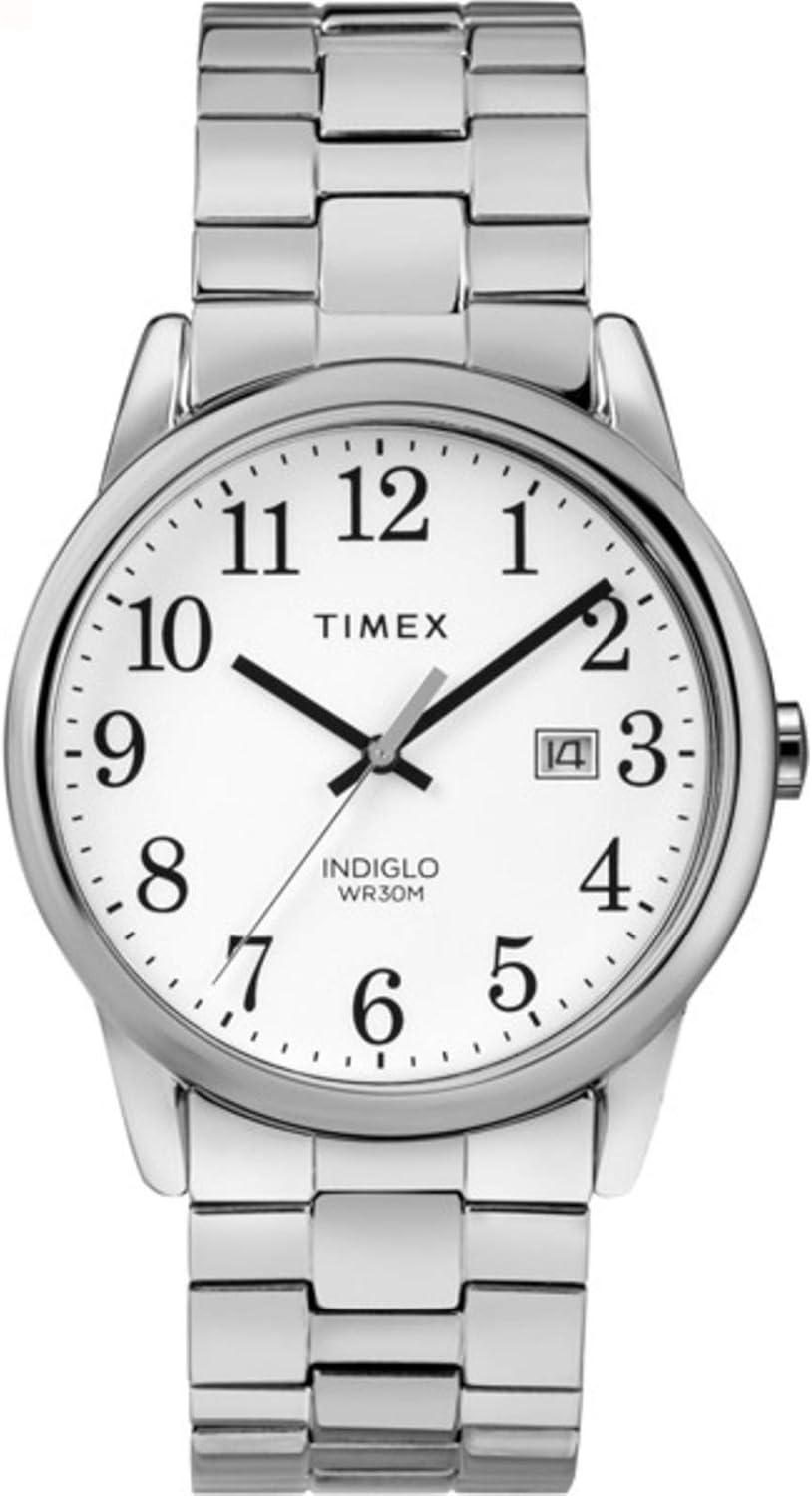 Timex Men's TW2R58400 Easy Reader 38mm Silver-Tone Stainless Steel Expansion Band Watch