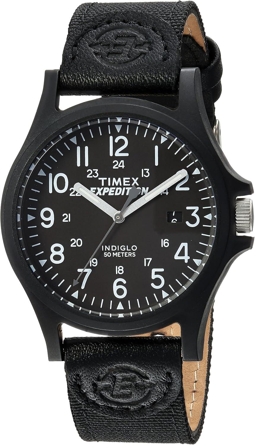 Timex Men's TW4B08100 Expedition Acadia Black Leather/Nylon Strap Watch
