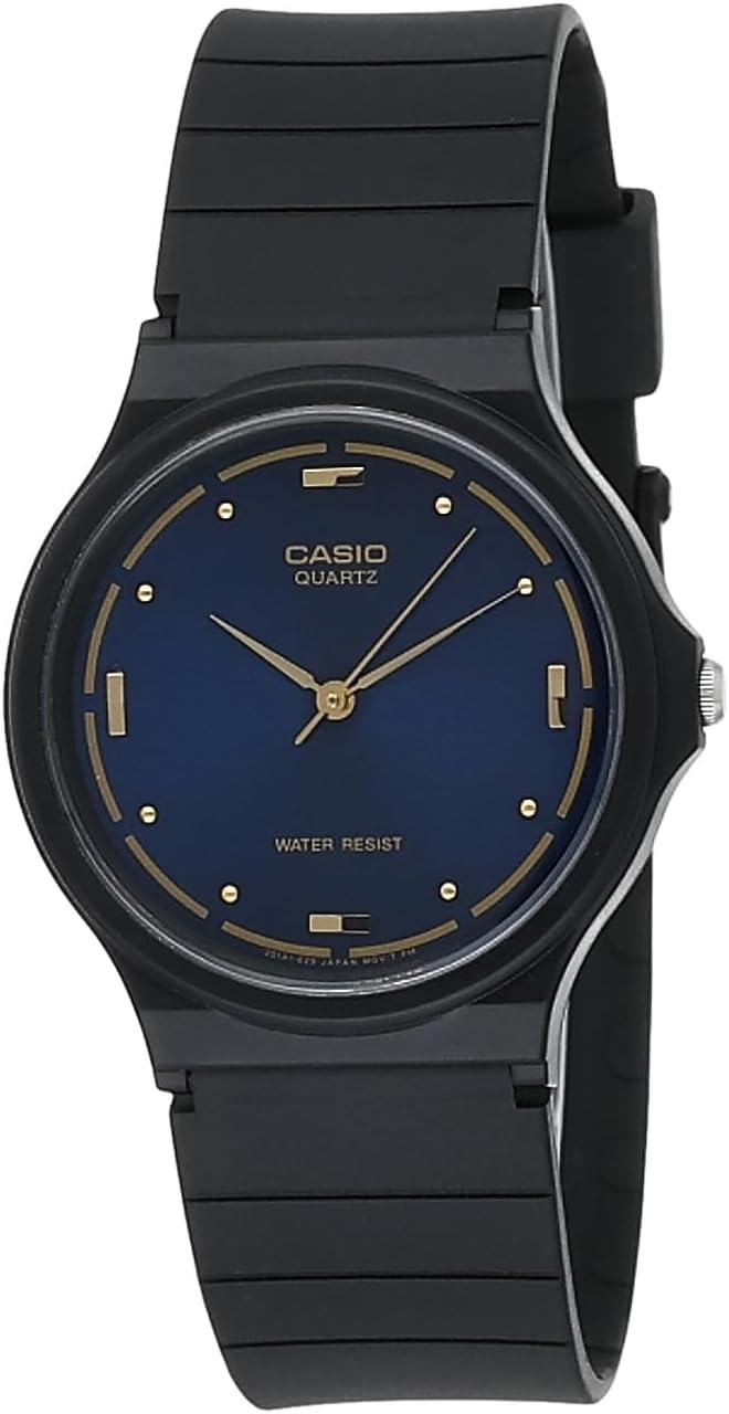 Casio Men's MQ76-2A Black Resin Quartz Watch with Blue Dial