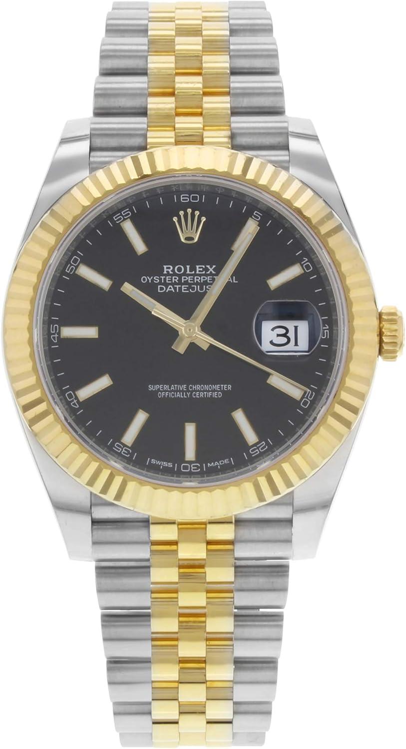 Rolex Datejust 41 Steel & Yellow Gold Watch Jubilee Bracelet Black Dial 126333